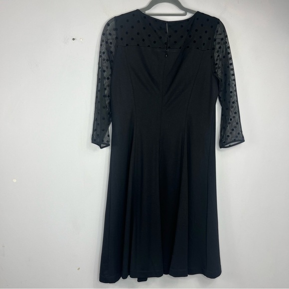 Talbots NEW Size 10P Polka Dot Sheer A-Line Black Dress P4 - Picture 5 of 7